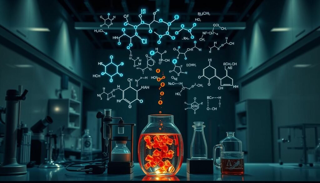 A detailed anatomical cross-section revealing the intricate classification of toxins and their molecular structures. The foreground showcases a central glass beaker containing a neon-colored toxic compound, surrounded by an array of scientific equipment and instruments. The middle ground presents a series of molecular diagrams and chemical formulas floating in midair, illustrating the complex taxonomic categorization of various toxicological compounds. In the background, an austere, dimly lit laboratory setting with clean white walls and sleek, modern fixtures creates a sense of clinical precision and scientific rigor. Dramatic chiaroscuro lighting casts dramatic shadows, enhancing the mood of analytical intensity. The overall composition conveys a visually captivating yet unsettling representation of the core scientific concept of toxicity. A detailed anatomical cross-section revealing the intricate classification of toxins and their molecular structures. The foreground showcases a central glass beaker containing a neon-colored toxic compound, surrounded by an array of scientific equipment and instruments. The middle ground presents a series of molecular diagrams and chemical formulas floating in midair, illustrating the complex taxonomic categorization of various toxicological compounds. In the background, an austere, dimly lit laboratory setting with clean white walls and sleek, modern fixtures creates a sense of clinical precision and scientific rigor. Dramatic chiaroscuro lighting casts dramatic shadows, enhancing the mood of analytical intensity. The overall composition conveys a visually captivating yet unsettling representation of the core scientific concept of toxicity.